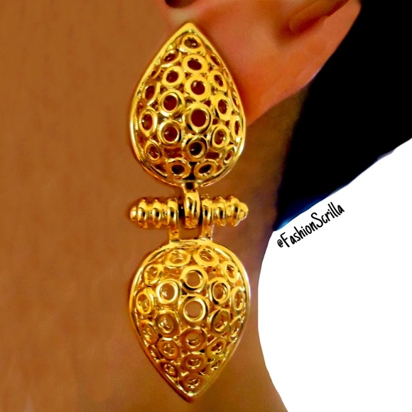 Christian Dior Vintage Mogul Gold Gilt Haute Couture Statement Earring Set - Picture 3 of 5